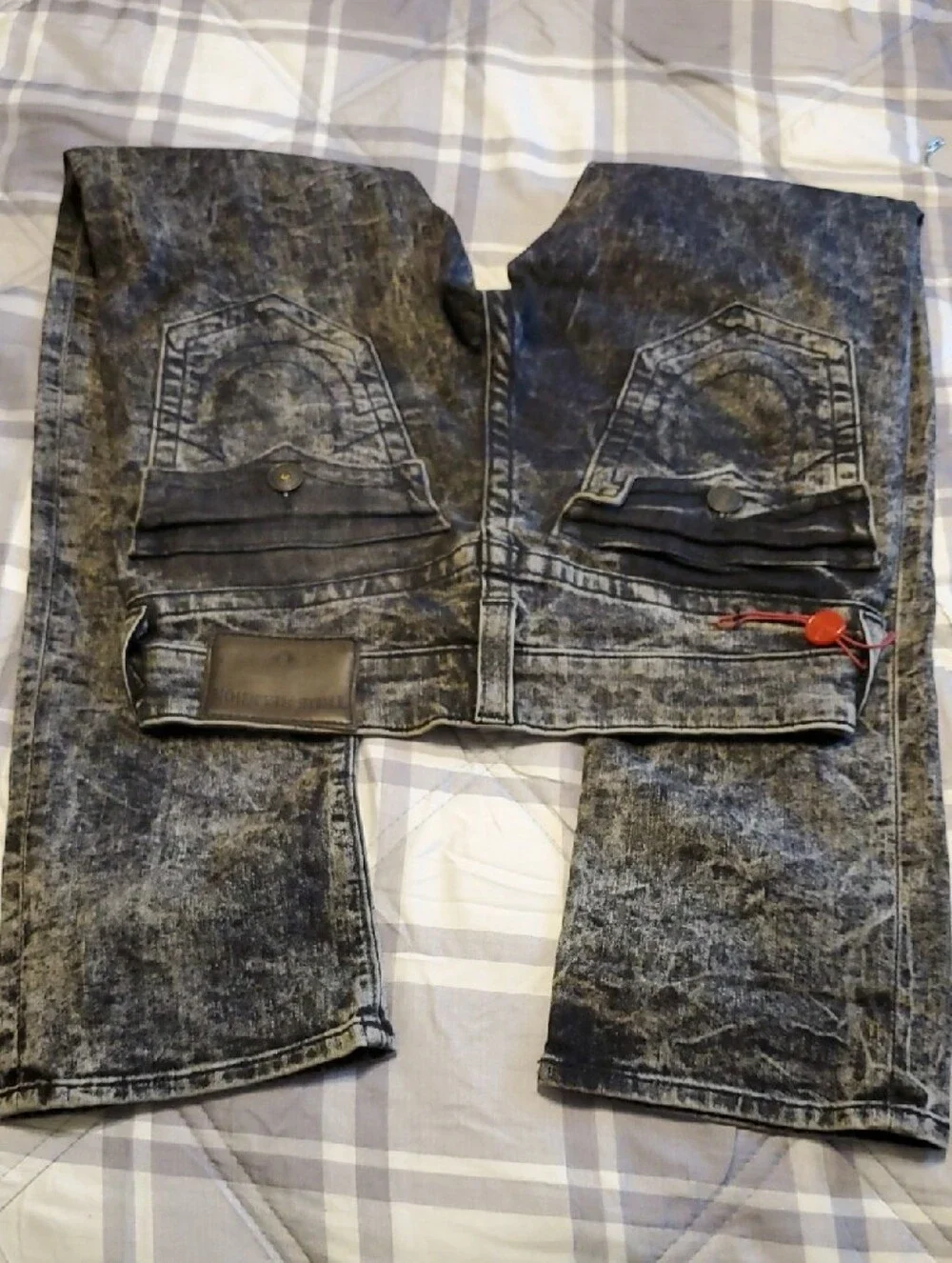 True Religion Men Washed Black and Silver Denim Jeans 28